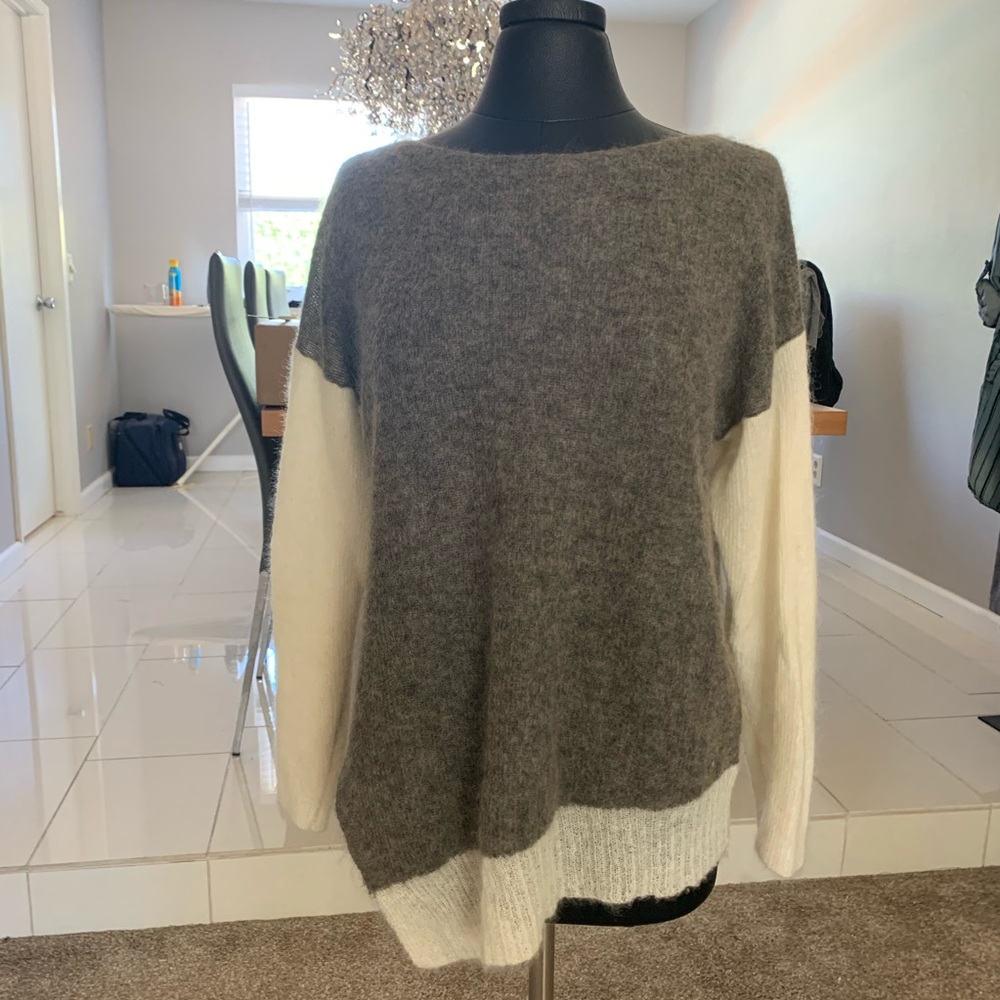 Helmet Lang Asymmetrical Color-Block Sweater. - image 1